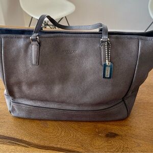 Coach Large Leather Charcoal Tote Bag - fits laptop